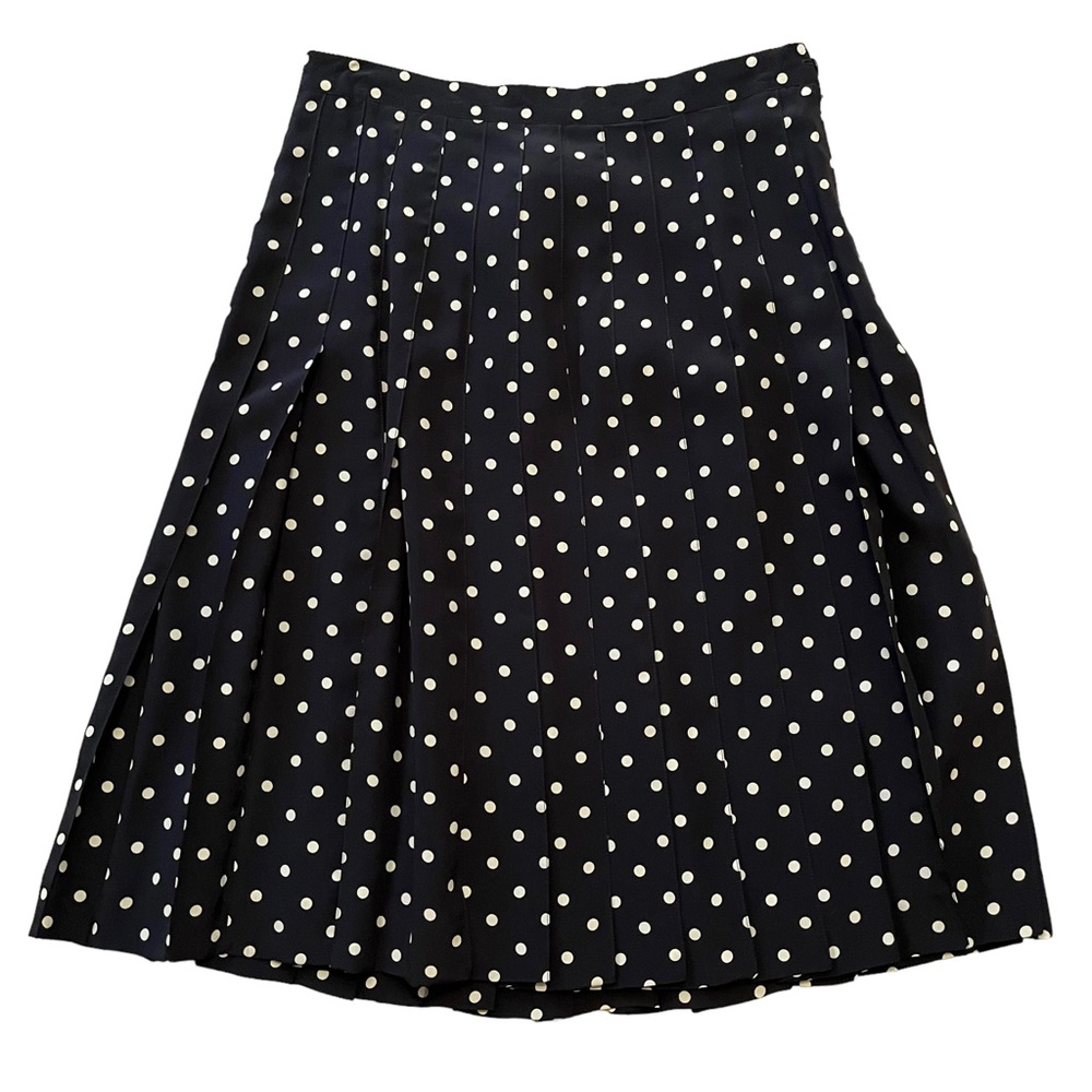 Worldly Things by Noi Moda Black with White Polka Dots Pleated Silk Skirt